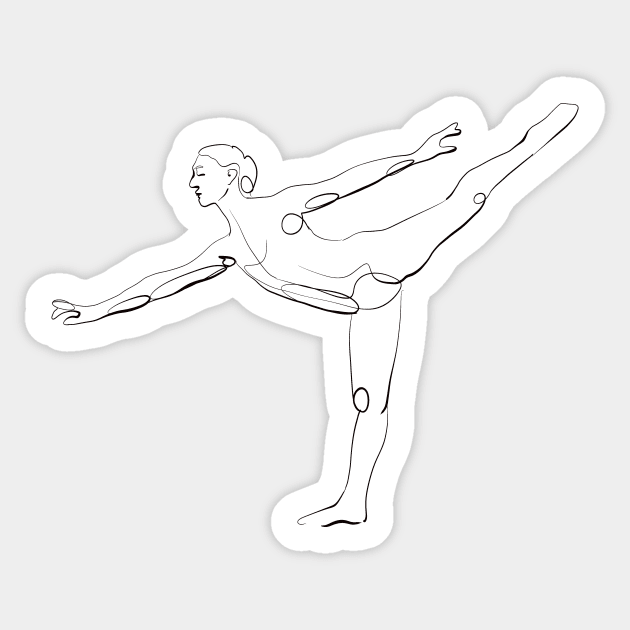 Minimalist Ballet Dancer Line Art - Graceful Arabesque Sticker by nycsketchartist